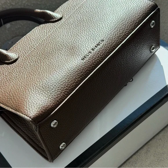 Melie Bianco Marlo Espresso Recycled Vegan Top Handle Bag(new in a box with tag) - Picture 6 of 14
